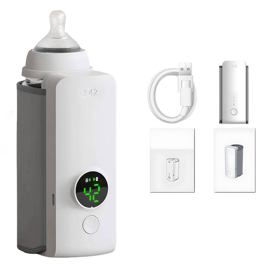 Portable Baby Bottle Warmer for Travel, Rechargeable Bottle Warmer On The Go, Fast Bottle Warmer for Breastmilk and Formula, Temperature Control, Temperature Digital Display