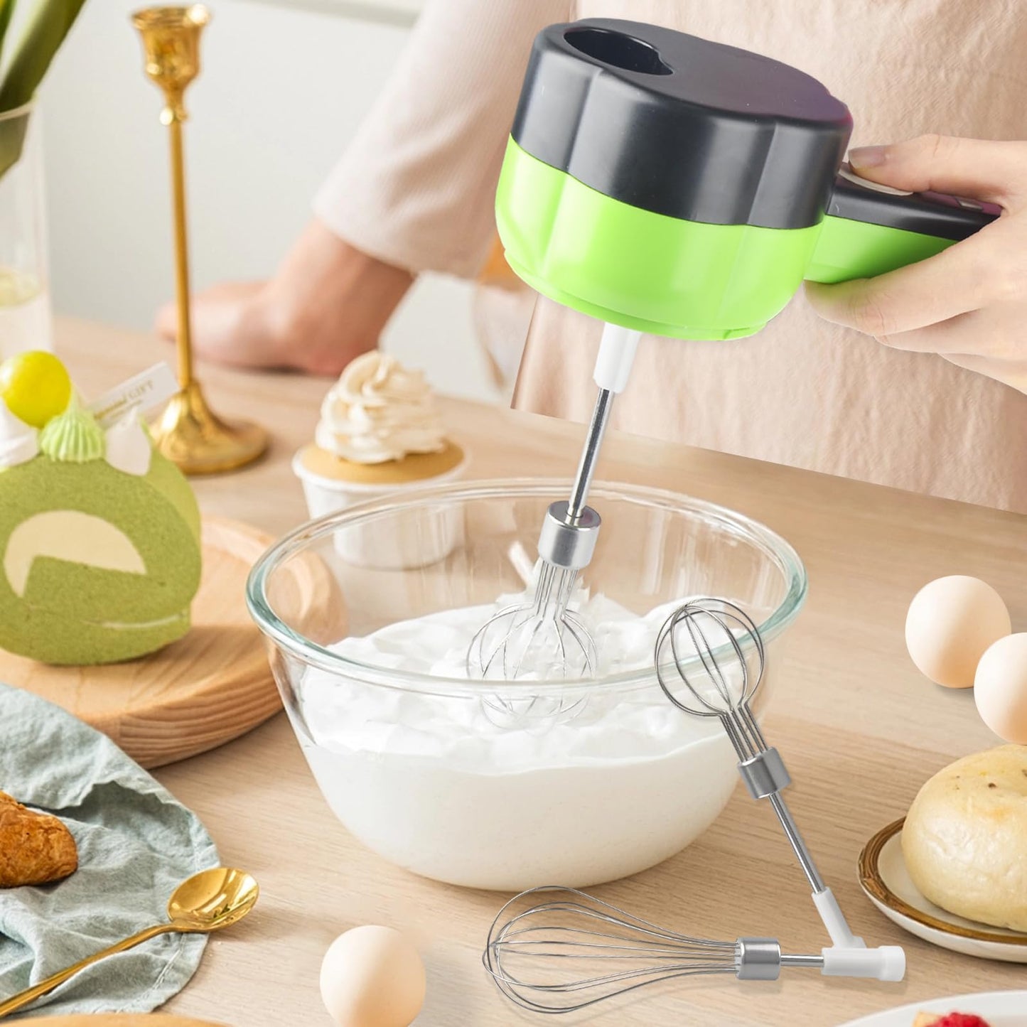 Electric Vegetable Slicer Set Vegetable Cutter 4 in 1 Portable, Rechargeable, Wireless Food Processor & Chopper Machine Mixer Food Slice for Home Kitchen Garlic Pepper Chili Onion Celery Ginger Meat