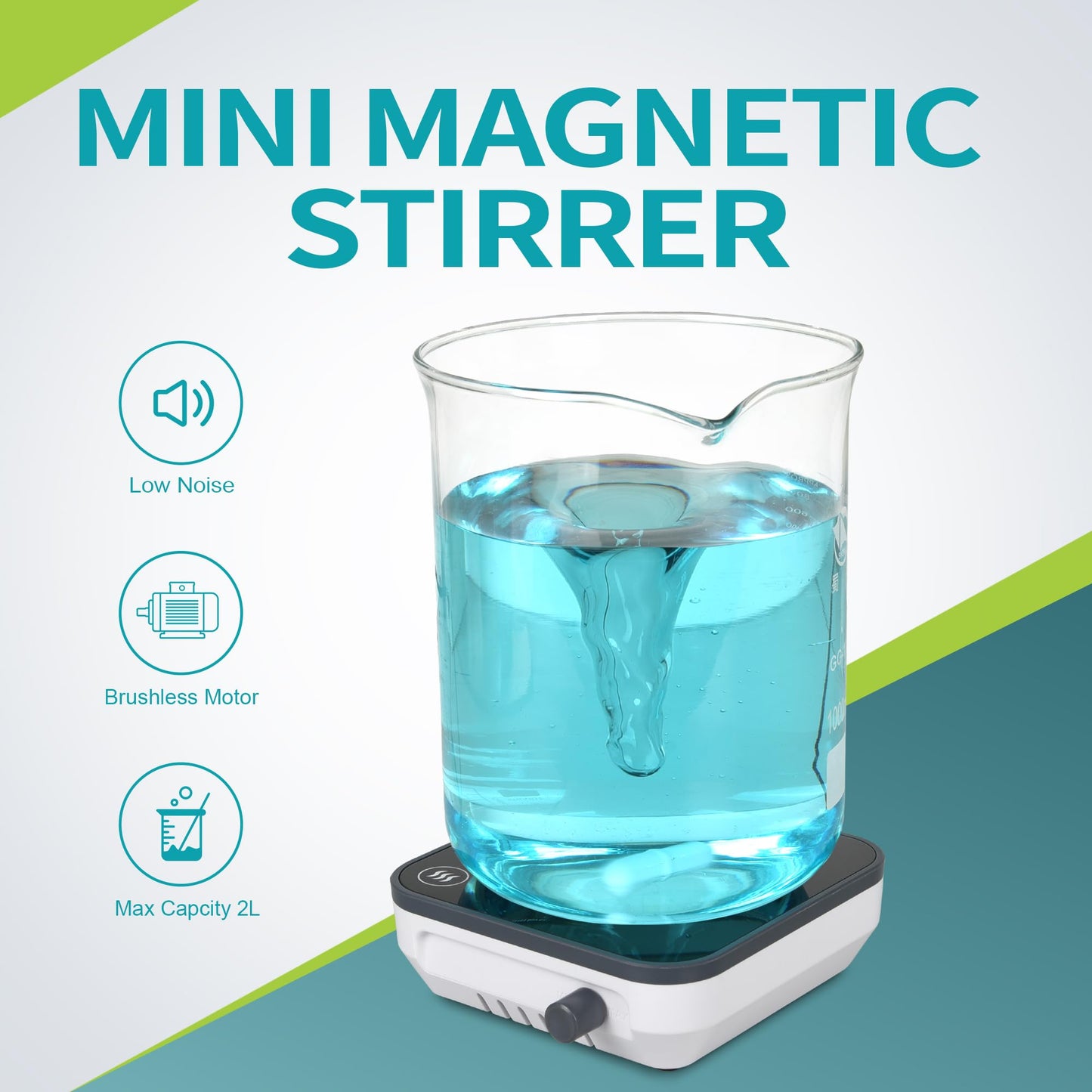 LICHEN Magnetic Stirrer with Stirring Bar, 1500RPM Mini Stir Plate Brushless DC Motor Magnetic Mixer Max Liquid Capacity 2000ml